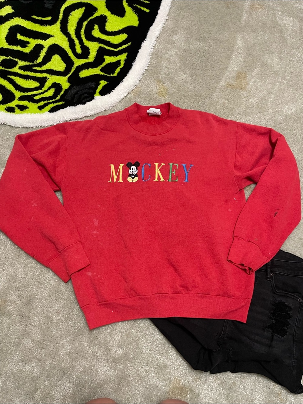 Vintage Red Mickey Embroidered Crewneck Sweatshirt